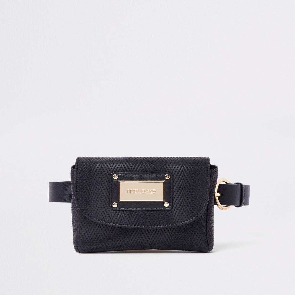 River Island Black Crossbody Buckle Belt Bag